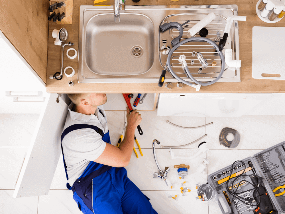 plumber fixing sink